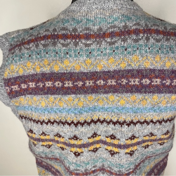 Vintage Claude Vernet Sweater Vest Shetland Wool V Neck Gray Black Size Large - Picture 4 of 7